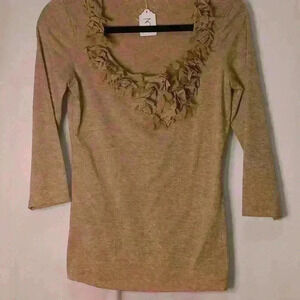 3. International concepts gold top ruffled v neck